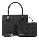 Kit Bolsa Feminina Transversal Ombro + Bolsa Pequena Lateral Cor Preta