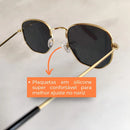 Óculos De Sol Hexagonal Unissex Retro Cor Preto Cor da armação Dourado Cor da lente Preto