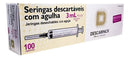 Seringa 3ml Com Agulha 25mm X 0,7mm Bico Luer Slip