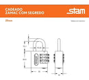 Cadeado Com Segredo Stam 25mm Cromado Cor Cinza