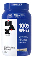 Max Titanium Suplemento em pó 100% Whey proteínas sabor cookies & cream em pote de 900g