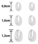 Trio Argolinha Gota Detalhes Prata Delicada Feminina Banhada