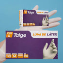 Luvas Descartáveis Talge Luvas de Látex cor natural Tamanho M de Látex com pó x 100 unidades
