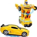 Carro Carrinho Camaro Transforma Vira Robô Som Luz Infantil Amarelo
