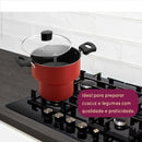 Cuscuzeiro Pequeno Antiaderente Tampa Vidro Vermelho 14