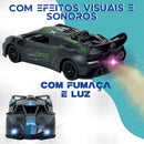 Carrinho Recarregável De Controle Remoto Solta Fumaça Cor Preto E Azul