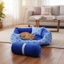 Cama pet Cachorros Médios Caminha de gato Com Zíper resistente super macia e confortável kit cama manta e almofada Cor Azul De Coroa
