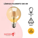 Lâmpada Decorativa Filamento Led Globo G80 Luz Âmbar 4w 2200K Cor Da Luz Branco Quente - Bivolt 110v/220v