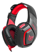 Fone de ouvido over-ear gamer Onikuma K1-B black e red com luz LED