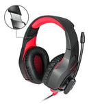 Fone de ouvido over-ear gamer Onikuma K1-B black e red com luz LED
