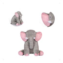Almofada Elefante Pelúcia 60cm Travesseiro Bebê Cinza com rosa