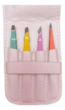 Kit 4 Pinças Para Design Sobrancelha Profissional Com Estojo Cor Coloridas - Sem Escrita