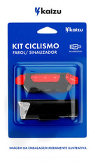 Kit Lanterna e Farol Para Bicicleta Luz Com LED Monster Ultra 3 Modos Iluminação Lumens Recarregável Bivolt Com Pisca Traseiro Portátil Kaizu cor preto