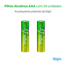24 Pilhas Baterias AAA Elgin 3A Palito Alcalina 1 Tubo
