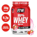 Whey Protein 100% Concentrado Pote 900g Sabor Morango - FTW