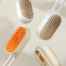 Escova de vapor massageadora macia para cães e gatos 3 em 1 com alça bege