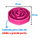 Comedor Cachorro Grande Interativo Lento Pote Ração Água Tigela Cor Rosa