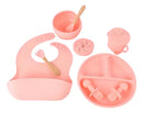 Kit Alimentação Bebê 6-12meses Prato Colher Babador Silicone Cor Bordô