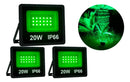 Kit 3 Refletores Luz Verde Led 20w Iluminação Jardim Grama Preto Verde