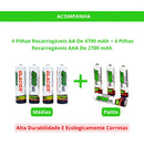 Allight Kit 8 Pilhas Recarregáveis Aa/aaa + Carregador Rápido A-612 Bivolt