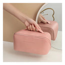 Necessaire Feminina Grande Maquiagem Cosméticos Bolsa Viagem Cor Rosa Desenho do tecido Liso Miran
