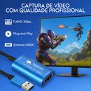 Placa de Captura de Vídeo Externa Bahrein HDMI USB 3.0 4K 30fps 1080p 60fps para Streaming e Gravação