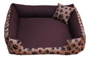 Cama pet Mediana Para Perros Cama Con Cremallera Cama Para Mascotas G Marrón Con Patitas G 70x70