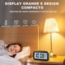 Relógio Despertador Digital Mesa Cabeceira Data Te Preto 1.5V