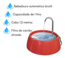 Fonte Bebedouro 1 Litro Para Cães Gatos Cor Vermelha Cor Vermelho