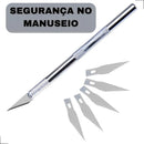 Kit Estilete Bisturi Precisão Profissional Corte Lâminas Aço
