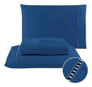 Lençol Casal 03 Peças C/elástico 200 Fios  Azul-marinho