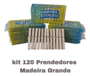 Kit 120 Prendedor De Roupa Pregador Madeira Grande 10 Dúzia
