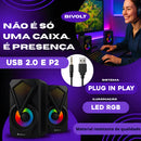 Caixinha De Som Para Pc Com Entrada P2 Usb Led Cor Preto Marca Eduimports