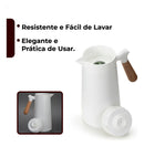 Vittak Garrafa Térmica Café 1 Litro Nórdica Cabo Madeira Mesa Posta Cor Branca