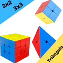 Kit 3 Cubo Mágico 2x2 3x3 e Pirâmide Profissional Puzzle Cor da estrutura Colorido MOYU