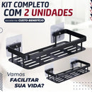 Kit 2 Suporte Porta Shampoo Sabonete Banheiro Adesivo Parede Sem Furos Box Luxo Cor Preto