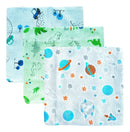 Kit 3 Cueiro Manta Flanelado Bebê Infantil Algodão Estampado Cor Azul Cor