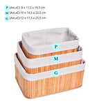 Jogo 3 Cestos Organizadores Pequenos Bambu Claro Mimo Style