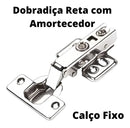 Kit 10 Dobradiças Com Amortecedor 35mm Reta P/ Armário Porta