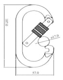 Fecho Gancho Mosquetão Oval Aço Trava Rosca 25kn Alpinismo