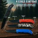 Kit Sobrevivencia Completo Com Faca + Canivete + Lanterna Preto