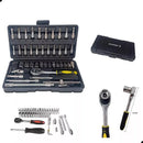 Kit Jogo Chave Catraca Canhão Ferramenta Maleta Reparar Moto Cor Prateado