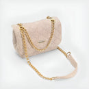 Bolsa De Lado Feminina Lateral Com Corrente Matelassê Festa Cor Palha