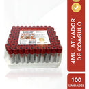 100 Tubos Vermelho 4ml Para Coleta De Sangue Vácuo Hemograma Descarpack