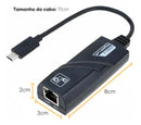 Cabo Adaptador Usb-c/type-c Para Rj45 Lan Ethernet 10/100/1000mbps Rede Externa Gigabit Cor: Preto - Marca: Smart Tools®