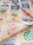 Tnt Estampado Moana Praia Maui Decoracao 1,40mx 2 Metros Moana Marrom