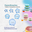 Kit 12 Tampas Silicone Flexível Para Panela Pote Universal