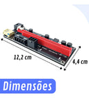 Adaptador Placa Video Pci-express 1 X Slot 16x Usb 3.0 Sata Cor Vermelho