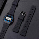 Pulseira para Relógio Casio F-91W Cor Preto - 18mm de largura - Serve entre Outros F-91w F-94w F-105w F-106w