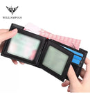 Carteira William Polo Couro Genuíno Cor Preto Desenho Do Tecido Liso